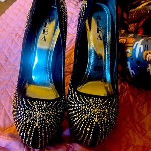 Women black silver and gold rhinestone used